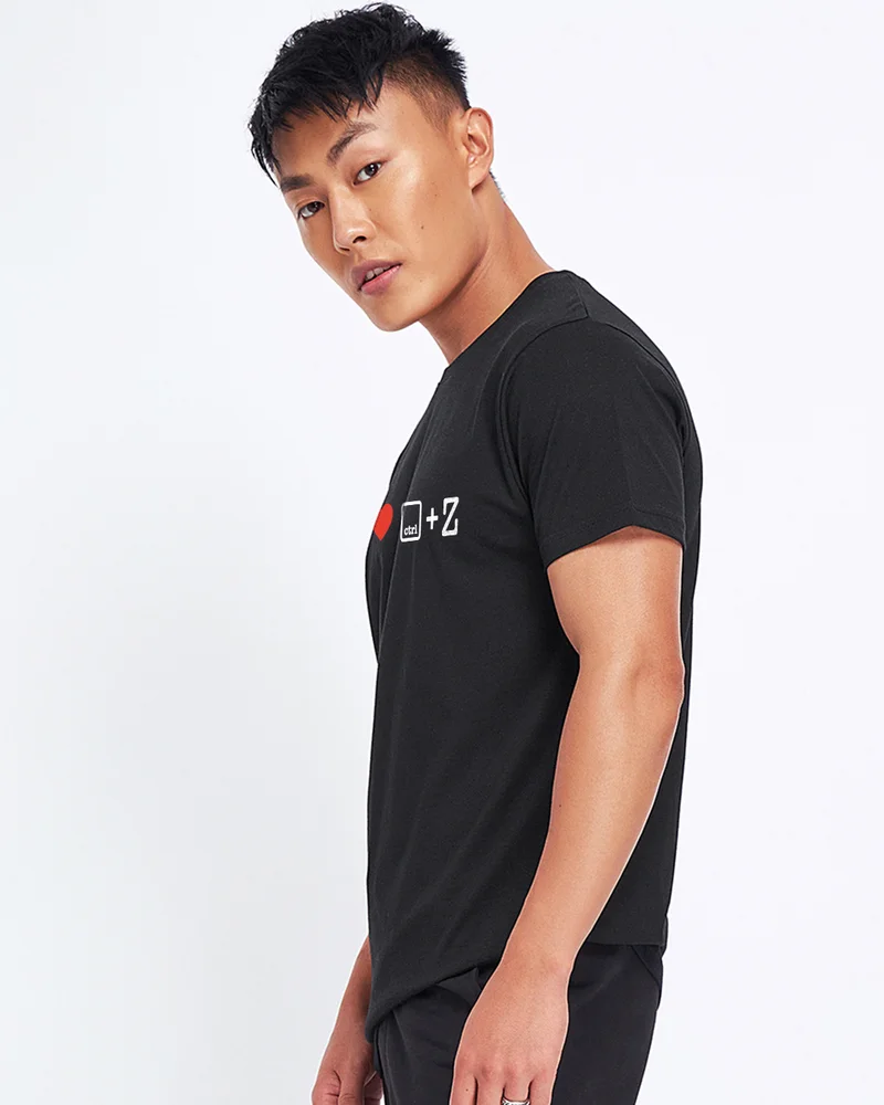 بيواكوف Men's Jet Black I Love CTRL Z Typography T-shirt